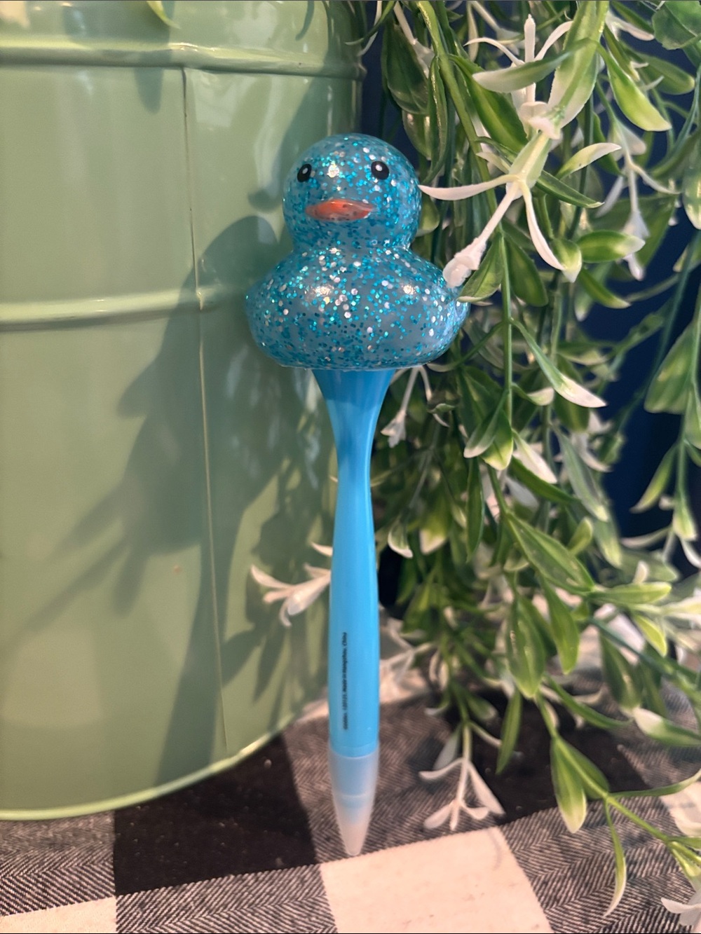Blue Glitter Duck Pen – Blue